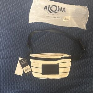 ALOHA Collection White and Black Striped Belt Bag